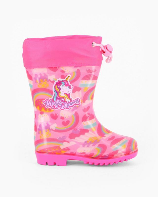 Prodotto: UNICORNO - Stivaletto da pioggia fuxia da bimba con coulisse