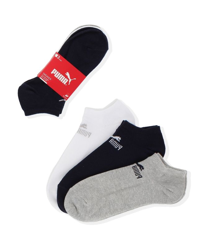 Prodotto: PUMA - Set 3 paia calzini fantasmino da uomo blu grigio e bianco