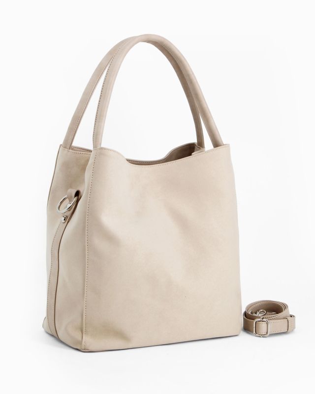 Prodotto: TATOO - Borsa in camoscio beige con 5 scomparti - MADE IN ITALY