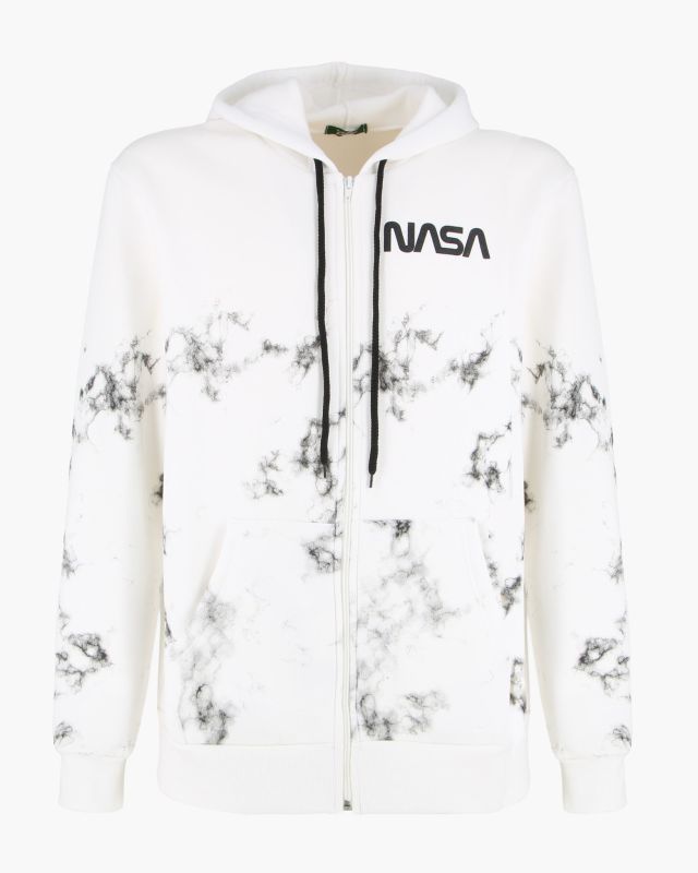 Prodotto: NASA - FELPA BIANCA CON CAPPUCCIO E ZIP DA UOMO