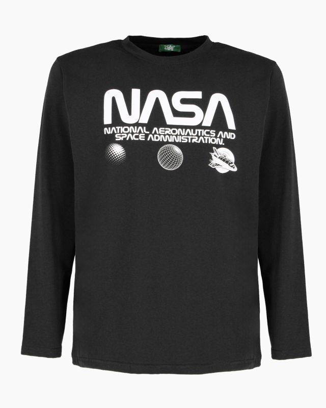 Prodotto: NASA - MAGLIA MANICA LUNGA NERA DA UOMO CON LOGO