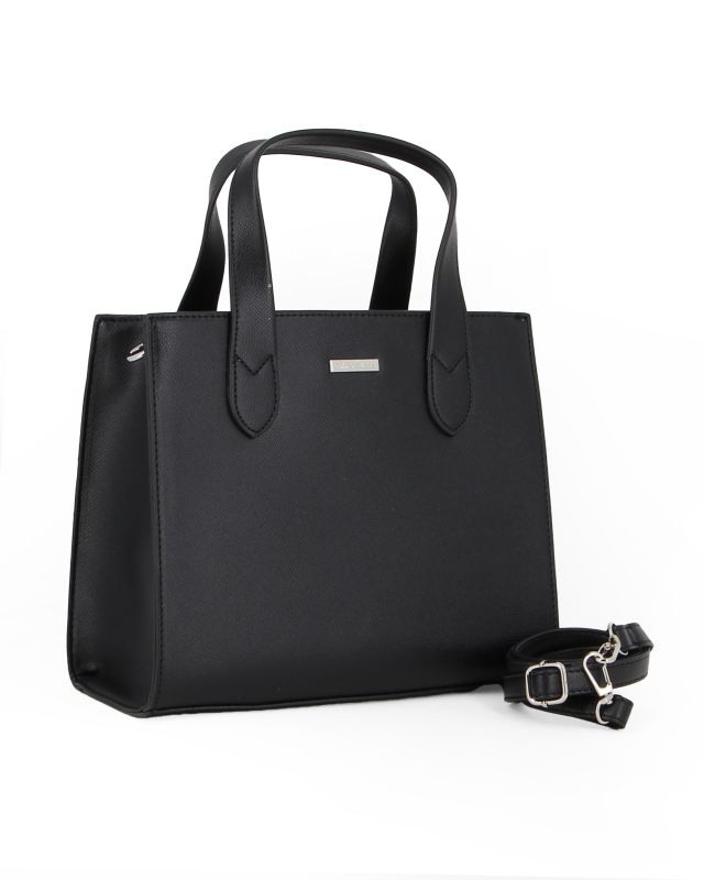Prodotto: ANNES NICOLE - Borsa due manici nera con tasca posteriore, tracolla removibile