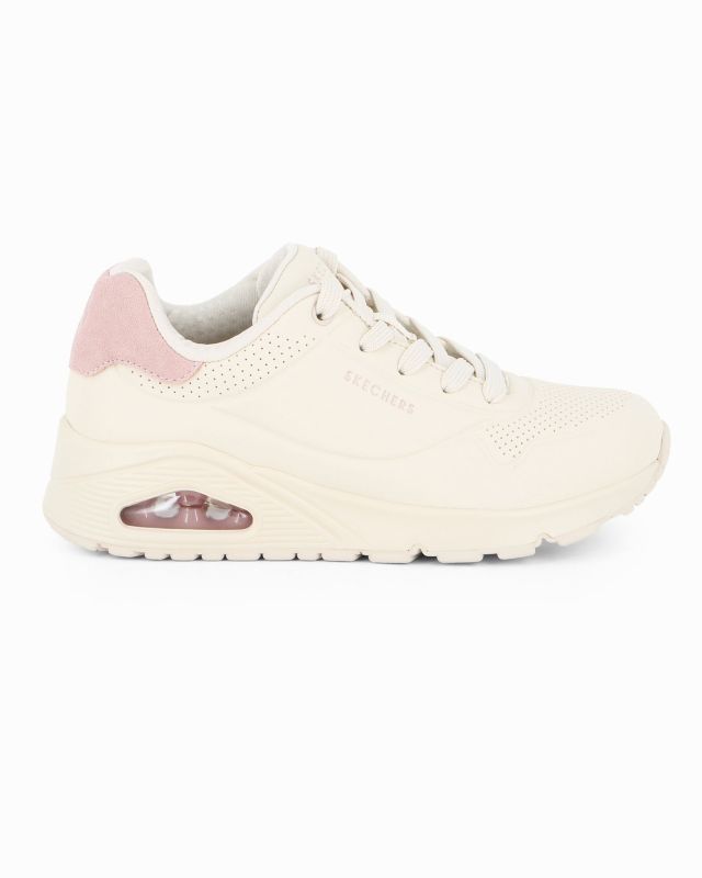 Prodotto: SKECHERS - UNO - POP BACK - Sneakers beige con intersuola ammortizzata ad aria visibile