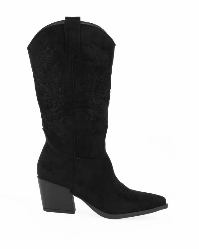 Prodotto: ZOE - Stivale texano nero scamosciato con zip laterale, tacco 6CM
