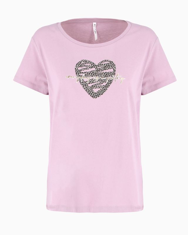 Prodotto: TATOO - Tshirt manica corta con cuore e scritta malva in cotone