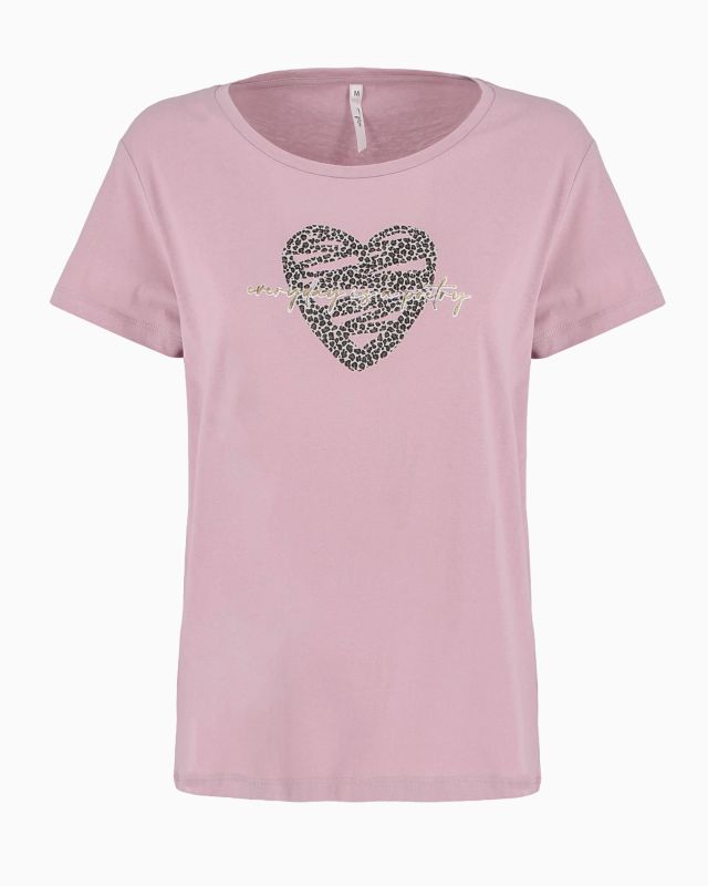Prodotto: TATOO - Tshirt manica corta con cuore e scritta malva in cotone