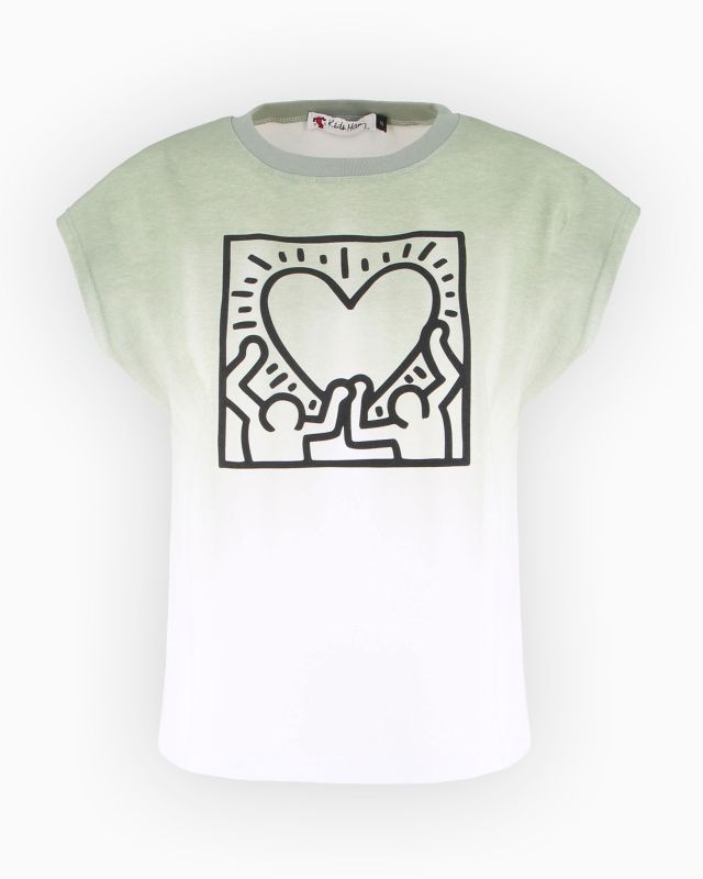 Prodotto: KEITH HARING - Tshirt manica corta bianco e verde in cotone