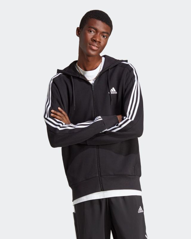Prodotto: ADIDAS-FELPA CON CAPPUCCIO ESSENTIALS FRENCH TERRY 3-STRIPES FULL-ZIP-IC0433