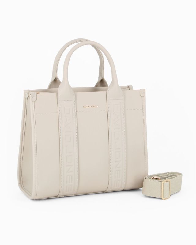 Prodotto: DAVID JONES - Borsa a due manici latte con tracolla removibile