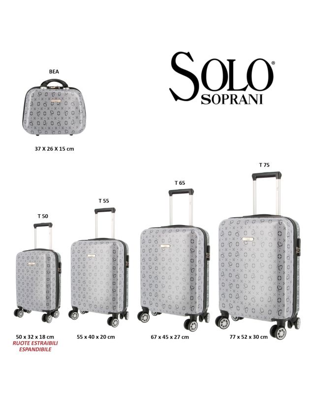 Prodotto: SOLO SOPRANI - TROLLEY GRIGIO LOGGATO IN ABS 4 RUOTE
