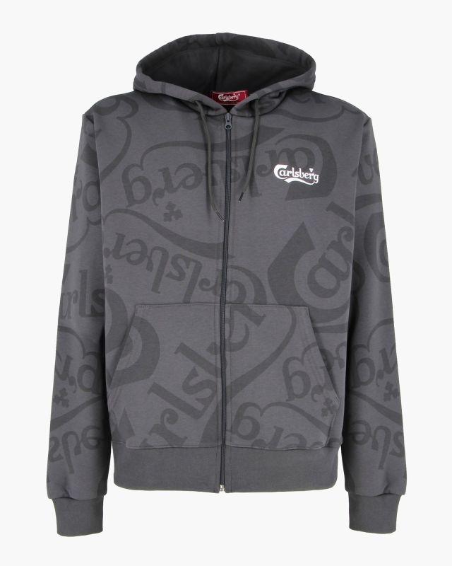 Prodotto: CARLSBERG - Felpa con cappuccio full zip nera all over da uomo