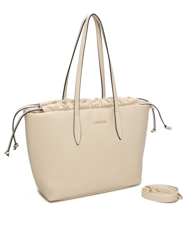 Prodotto: NARDINI - Borsa shopping beige con coulisse, tracolla removibile