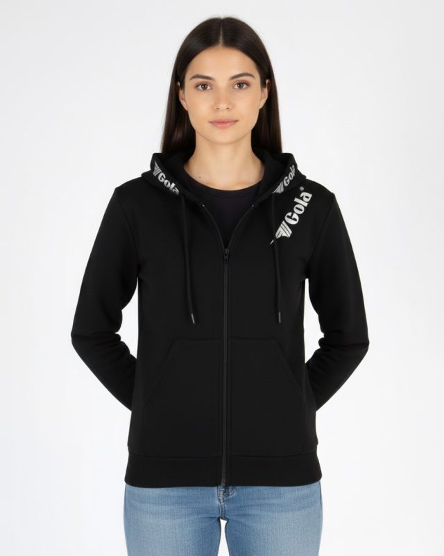 Prodotto: GOLA - FELPA CON CAPPUCCIO FULL ZIP NERA DA DONNA
