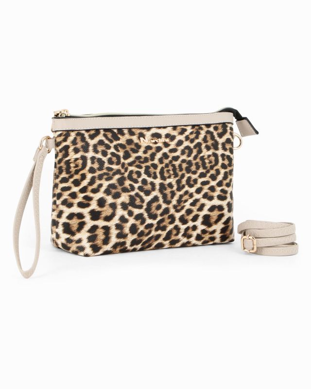 Prodotto: NARDINI -  Pochette maculata con polsiera, tracolla removibile