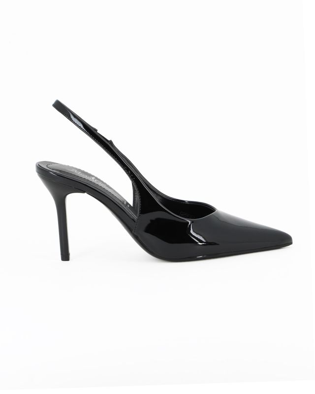 Prodotto: MISS GLOBO - Décolleté slingback nera in vernice con sottopiede in memory foam, tacco 8,5CM