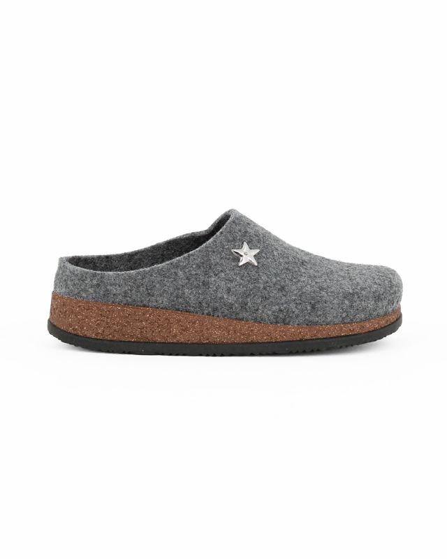 Prodotto: BLU STAR - Pantofole grigie antiscivolo e anatomiche con dettaglio stellina, MADE IN ITALY
