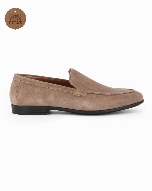 Prodotto: CLASS MAN - Mocassino taupe scamosciato in VERA PELLE