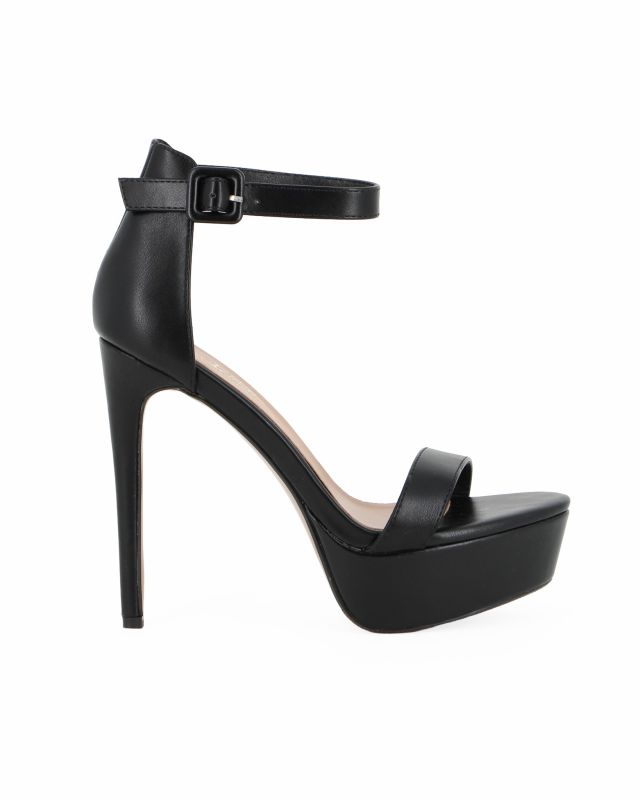Prodotto: MISS GLOBO - Sandalo nero con sottopiede in VERA PELLE e cinturino alla caviglia, tacco 13CM