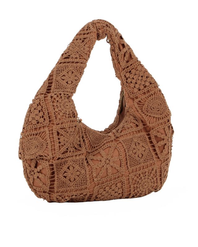 Prodotto: DIVAS - Borsa hobo in pizzo crochet marrone