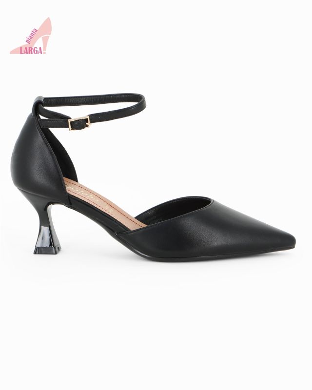 Prodotto: LADY GLOBO - Décolleté nera con cinturino ala caviglia, sottopiede in VERA PELLE  e calzata comoda, tacco 6CM