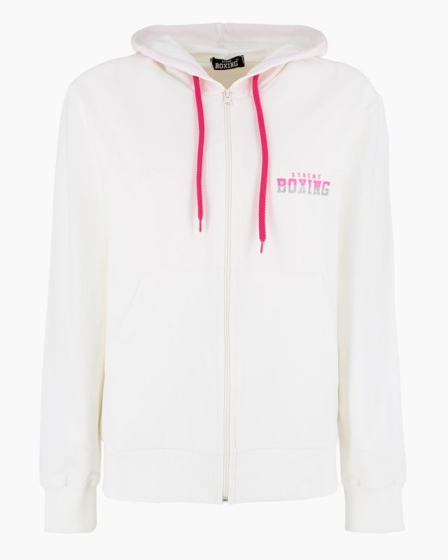 Prodotto: XTREME BOXING - Felpa con cappuccio e zip completa panna da donna in cotone