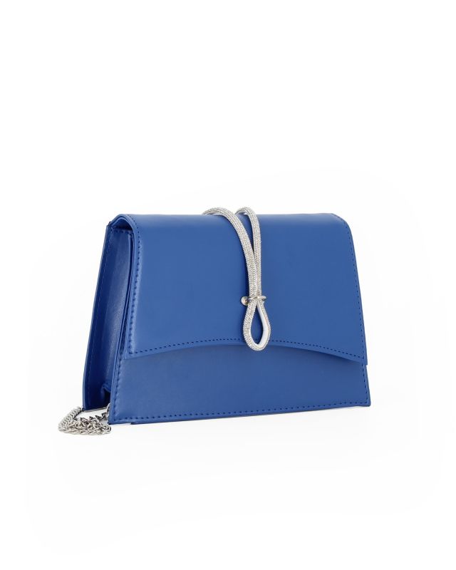 Prodotto: ANNES NICOLE - Pochette blu elettrico con cinturino in strass sulla patta, MADE IN ITALY