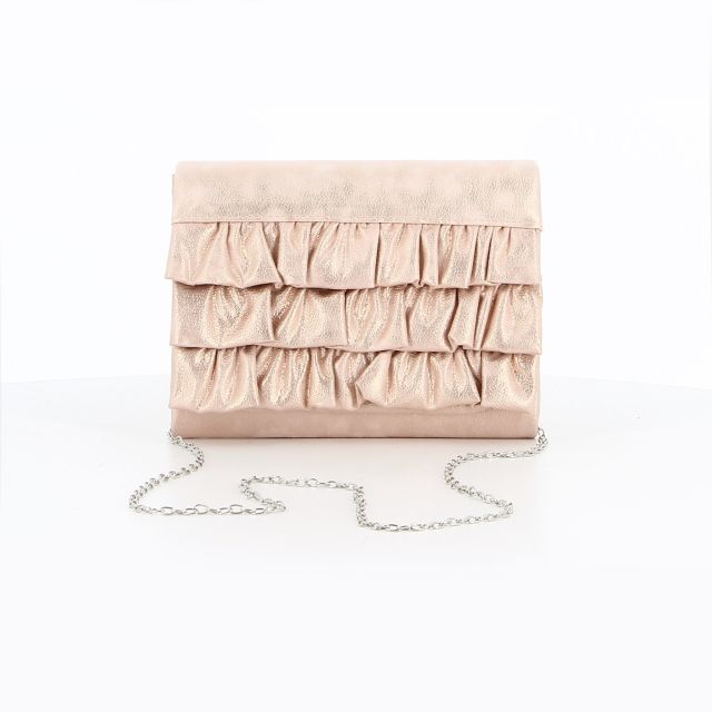 Prodotto: MISS GLOBO - Pochette rose gold con volant sulla patta