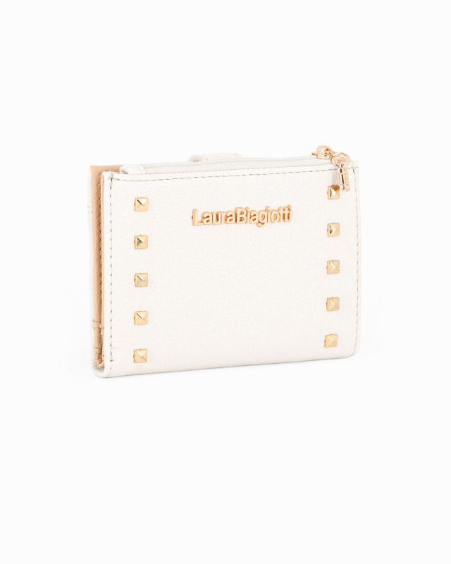 Prodotto: LAURA BIAGIOTTI - Portafoglio bianco con borchie e pattina