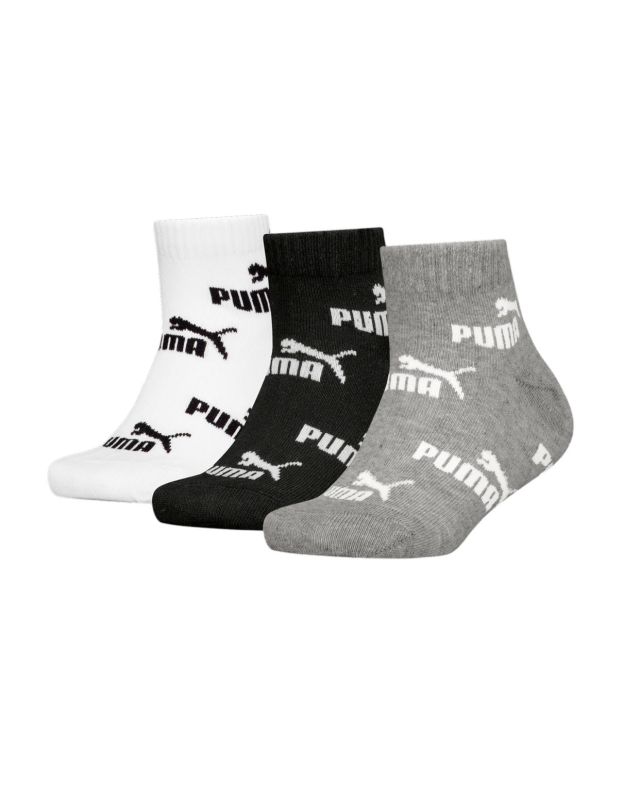 Prodotto: PUMA - SET 3 PAIA CALZA QUARTER BIANCO, NERO E GRIGIO, 701230805_001