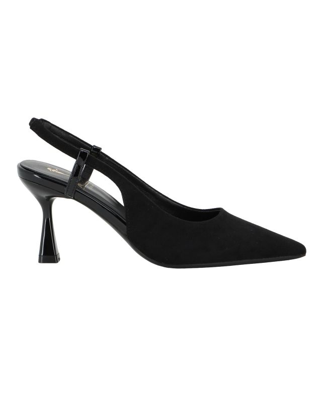 Prodotto: MISS GLOBO - Décolleté slingback nera scamosciata con sottopiede in VERA PELLE, tacco 7,5CM