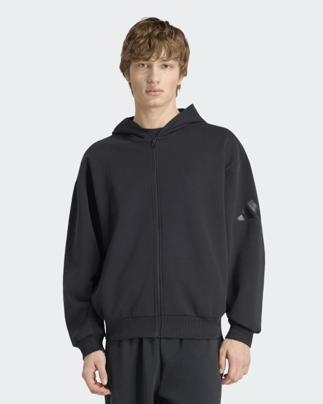 Prodotto: ADIDAS -FELPA CON CAPPUCCIO FULL ZIP  SOFT LUX NERA DA UOMO, KU8006