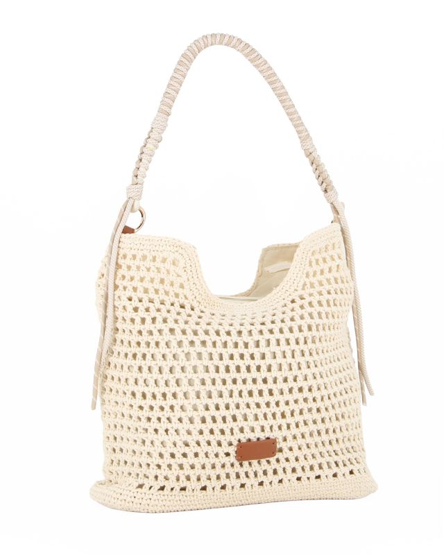 Prodotto: NARDINI - Borsa beige in tessuto intrecciato