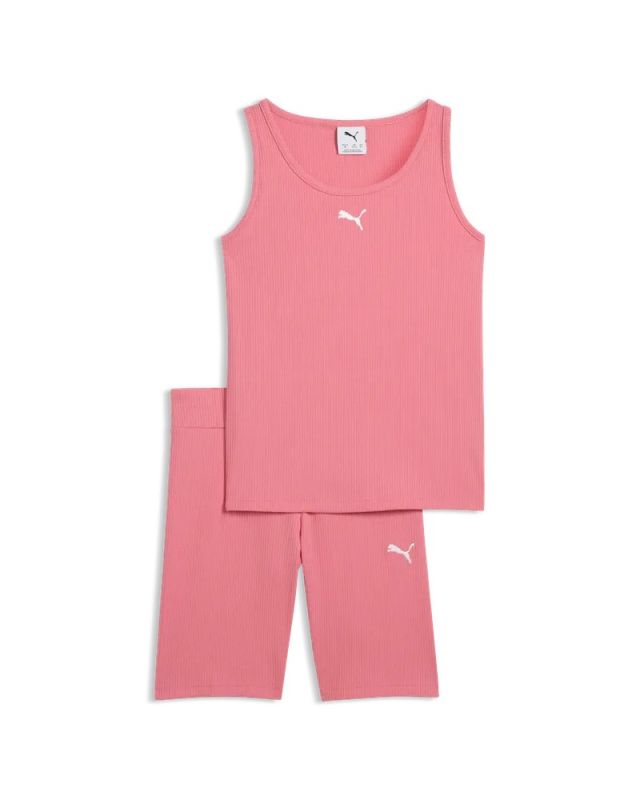 Prodotto: PUMA - COMPLETO SHORT + CANOTTA ROSA  JUNIOR ( 7-16 ANNI)ESSENTIAL ELEVATED RIB, 692477-25