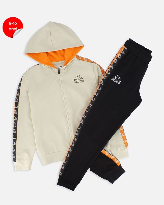 Prodotto: KAPPA - COMPLETO TUTA FELPA FULL ZIP CON CAPPUCCIO PER RAGAZZI