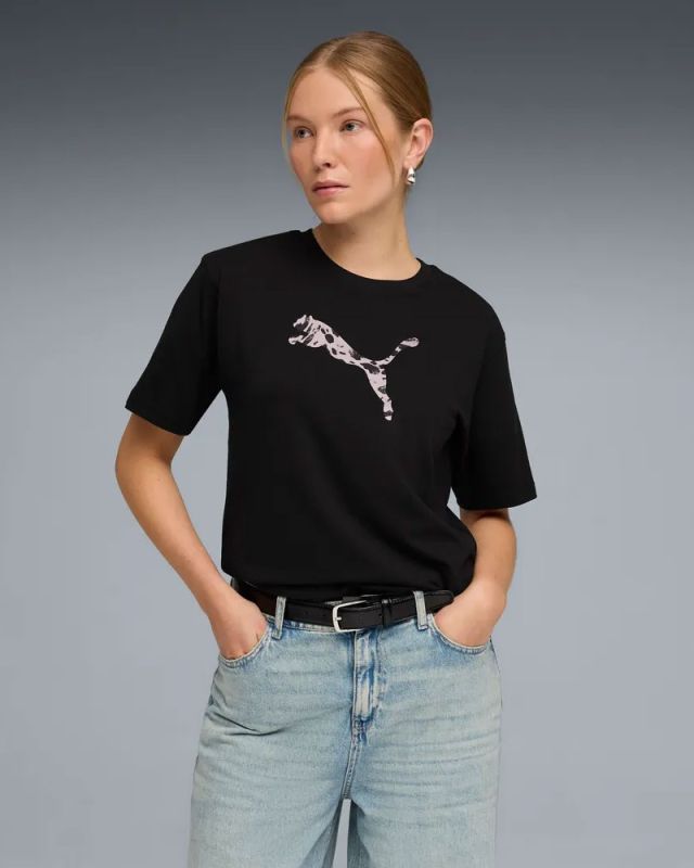 Prodotto: PUMA - T-SHIRT NERA DA DONNA ESSENTIAL ANIMAL TAGLIO MORBIDO 691821-01