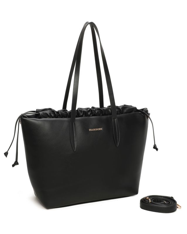 Prodotto: NARDINI - Borsa shopping nera con coulisse, tracolla removibile