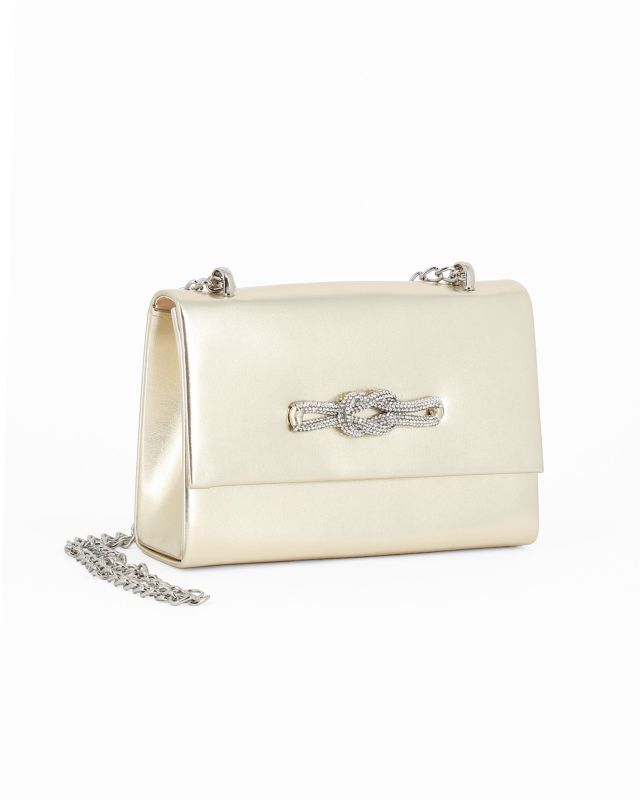 Prodotto: MISS GLOBO - Pochette oro con accessorio in strass sulla patta