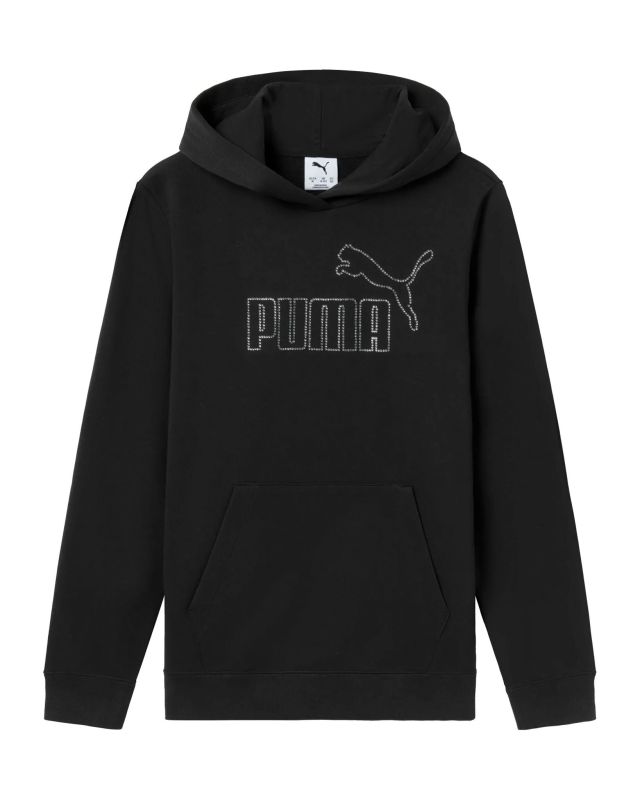 Prodotto: PUMA - FELPA RAGAZZA (7 - 16 ANNI)  CON CAPPUCCIO, NERA E LOGO FRONTALE IN STRASS, 693853-01