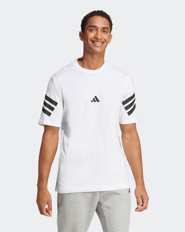 Prodotto: ADIDAS - T-SHIRT FUTURE ICONS BIANCA MANICA CORTA DA UOMO 3 STRISCE IN JERSEY DI COTONE - JD4880