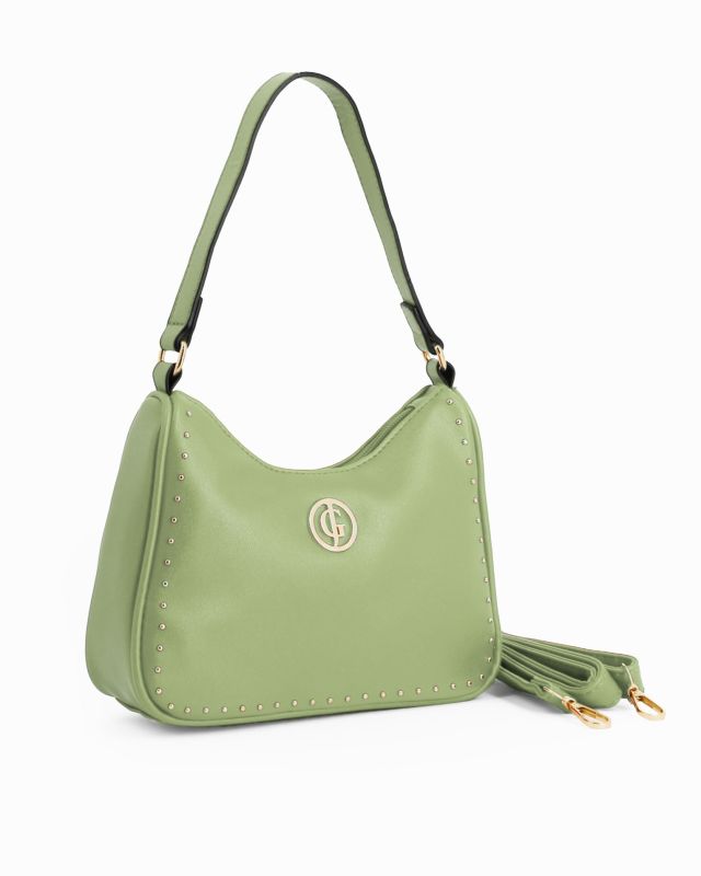 Prodotto: CORTINA POLO STYLE - Borsa a spalla verde con dettaglio borchie