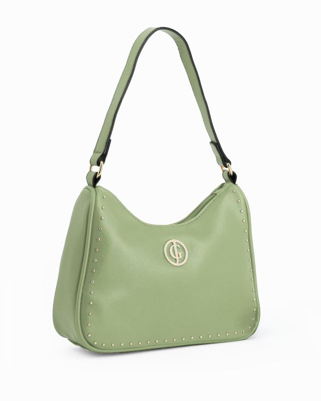 Prodotto: CORTINA POLO STYLE - Borsa a spalla verde con dettaglio borchie