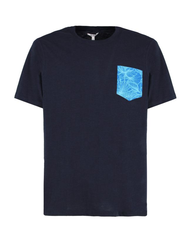 Prodotto: WAIKIKI RUN - T-SHIRT MEZZA MANICA  CON TASCHINO BLU CON DETTAGLI FLOREALI, URANIO