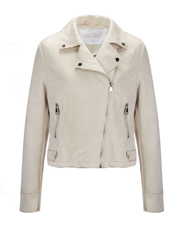 Prodotto: BACHATA - Giacca dainetto beige da donnna con chisura zip