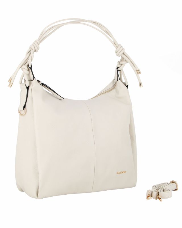 Prodotto: NARDINI - Borsa sacca beige con tasca posteriore, tracolla removibile