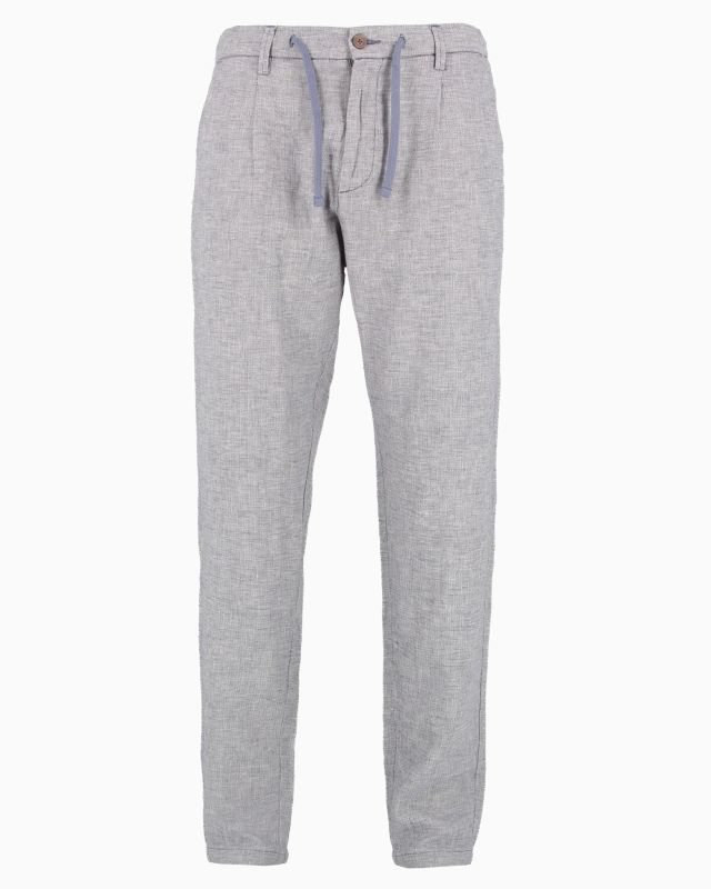 Prodotto: YELLOW DOG - Pantalone blu tasca america con laccio misto lino