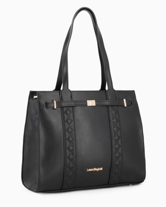Prodotto: LAURA BIAGIOTTI - Borsa shopping nera con cinturino frontale