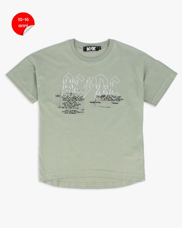 Prodotto: ACDC - TSHIRT MANICA CORTA VERDE IN COTONE PER RAGAZZE