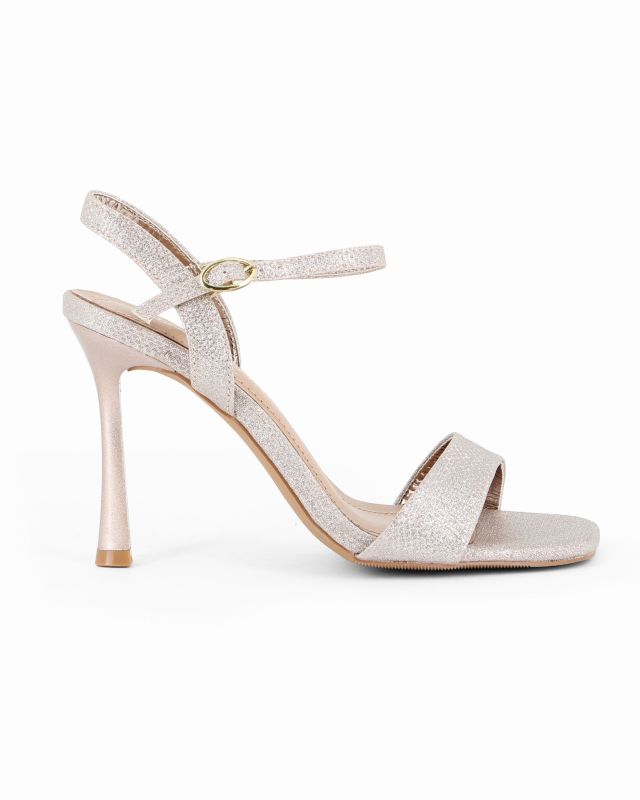 Prodotto: MISS GLOBO - Sandalo oro in lurex con sottopiede in VERA PELLE e punta quadrata, tacco 9,5CM