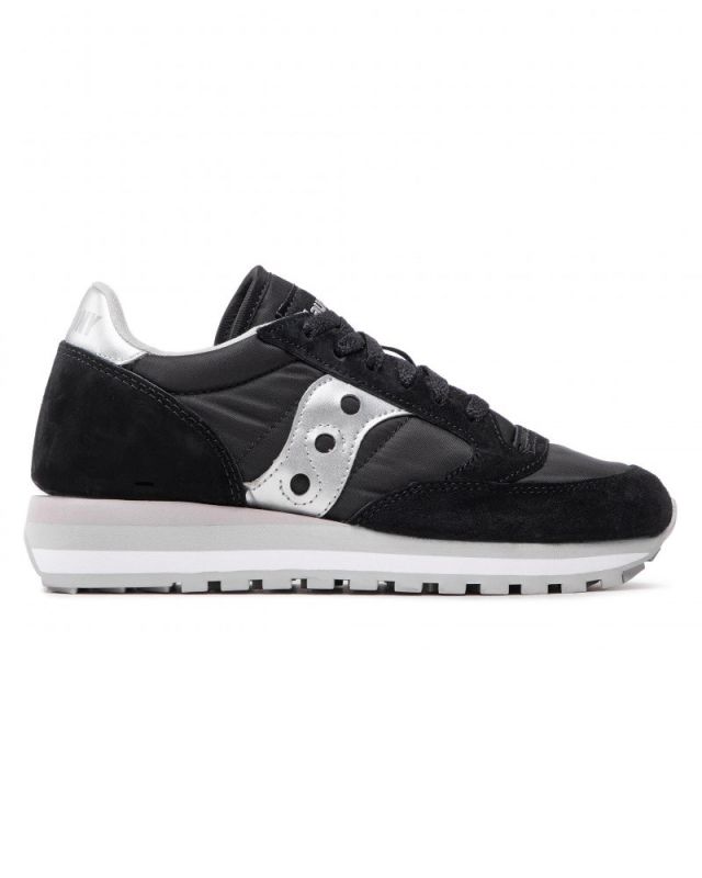 Prodotto: SAUCONY - Sneakers da donna in VERA PELLE nera e argento con suola spessa - JAZZ TRIPLE