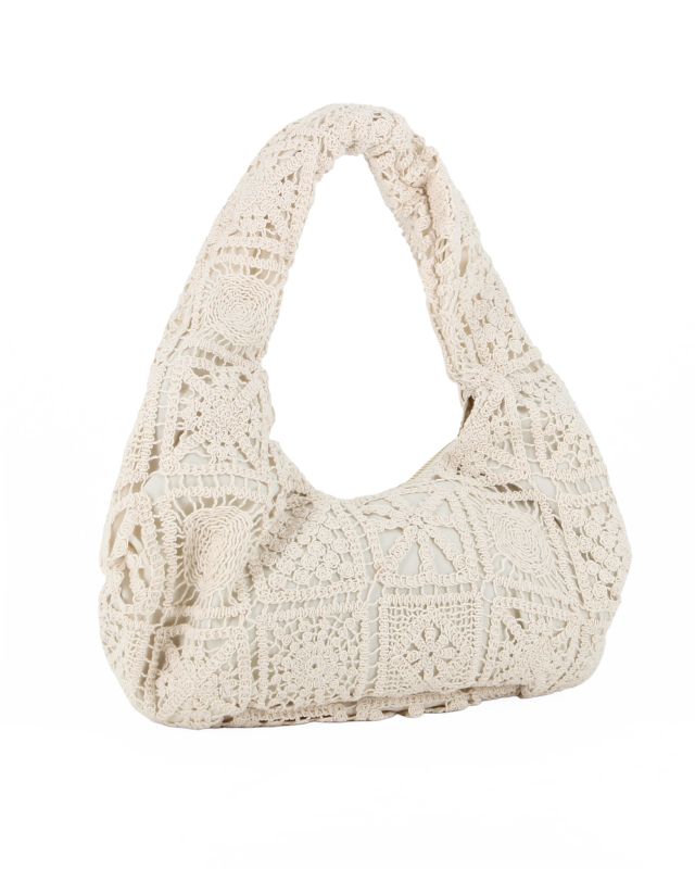 Prodotto: DIVAS - Borsa hobo in pizzo crochet beige